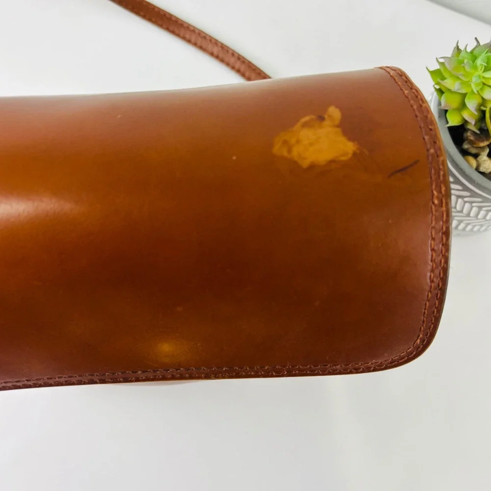 Patricia Nash Tan Leather Crossbody Bag Flap Multi Compartment Brown